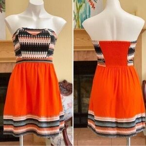 Silence Noise Strapless Aztec Mini Dress S